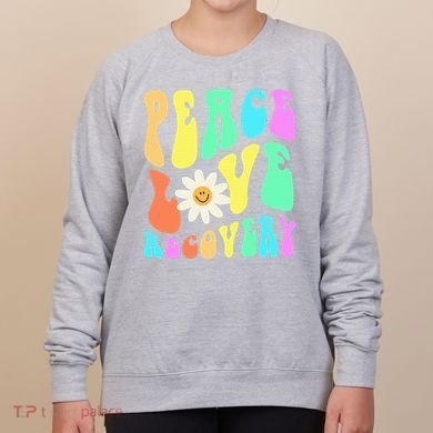 Peace Love Recovery Retro Sober Celebration Women's Sweatshirt