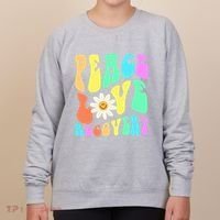Peace Love Recovery Retro Sober Celebration Women's Sweatshirt thumb 0