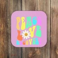 Peace Love Recovery Retro Sober Celebration Coaster thumb 0