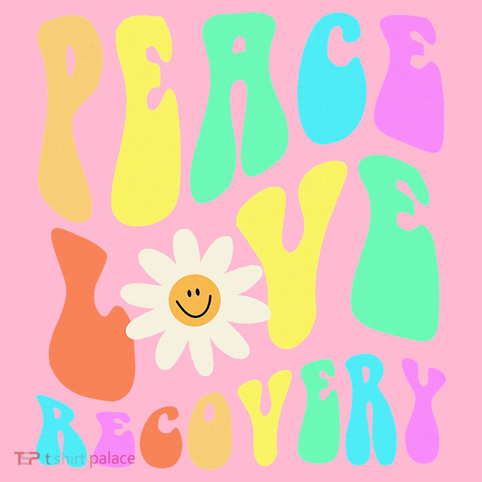 Peace Love Recovery Retro Sober Celebration Coaster