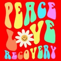 Peace Love Recovery Retro Sober Celebration Santa Hat thumb 1