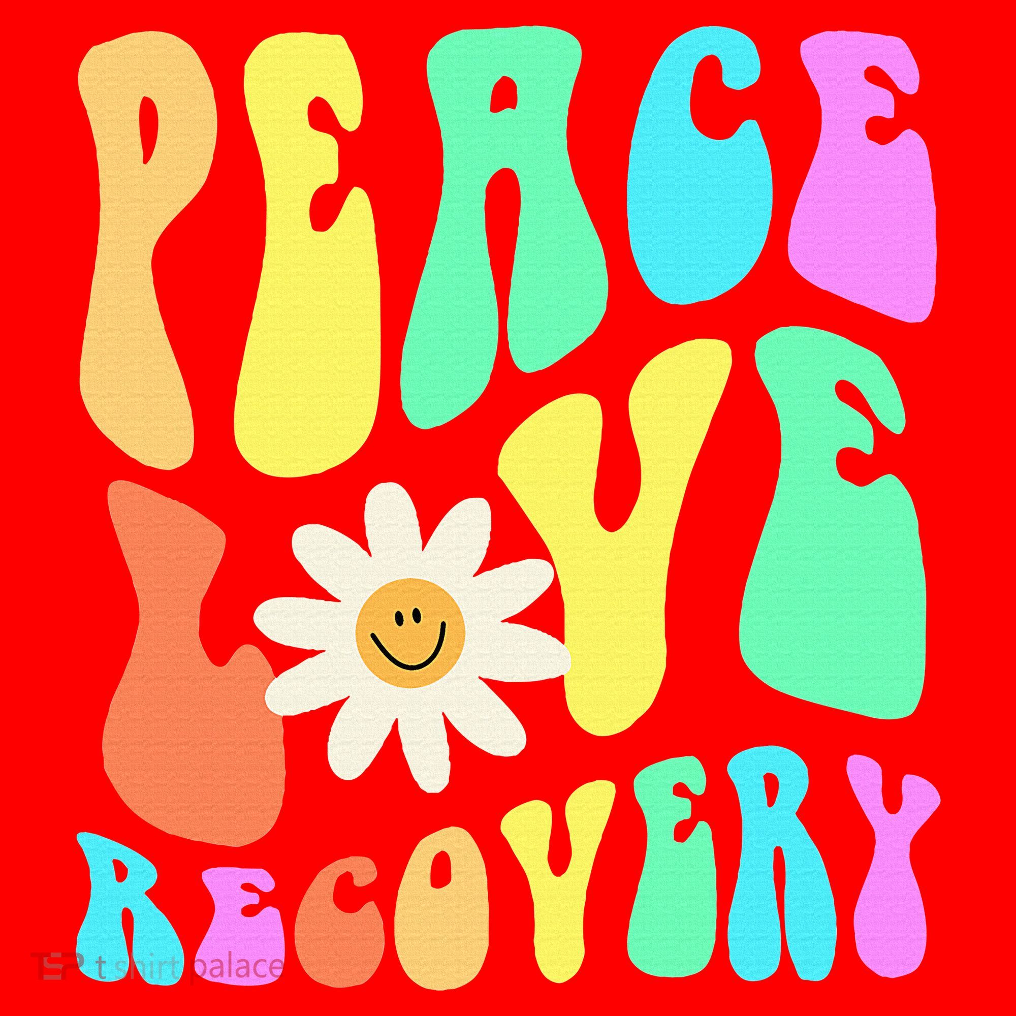 Peace Love Recovery Retro Sober Celebration Santa Hat