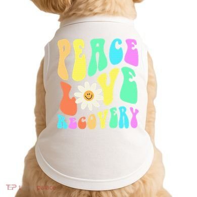 Peace Love Recovery Retro Sober Celebration Doggie Tank