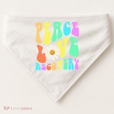 Peace Love Recovery Retro Sober Celebration USA-Made Doggie Bandana