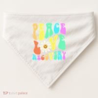 Peace Love Recovery Retro Sober Celebration USA-Made Doggie Bandana thumb 0