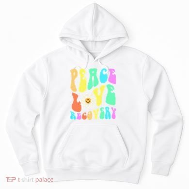 Peace Love Recovery Retro Sober Celebration Hoodie