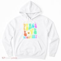 Peace Love Recovery Retro Sober Celebration Hoodie thumb 0