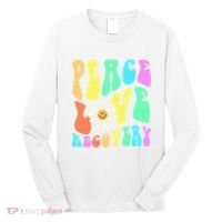 Peace Love Recovery Retro Sober Celebration Long Sleeve Shirt thumb 0