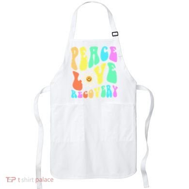 Peace Love Recovery Retro Sober Celebration Apron