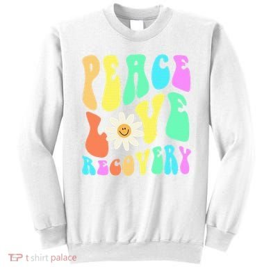 Peace Love Recovery Retro Sober Celebration Sweatshirt