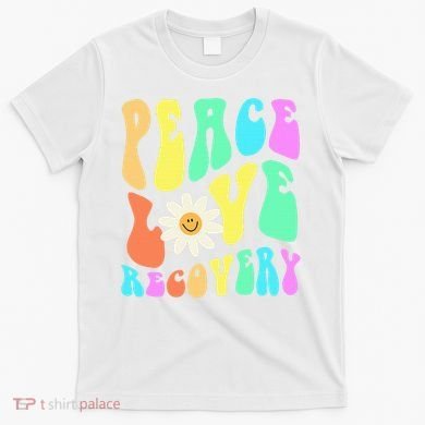 Peace Love Recovery Retro Sober Celebration T-Shirt