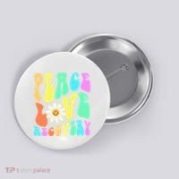 Peace Love Recovery Retro Sober Celebration Button thumb 0