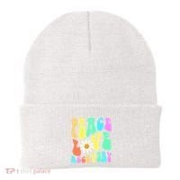 Peace Love Recovery Retro Sober Celebration Beanie thumb 0