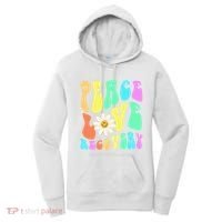 Peace Love Recovery Retro Sober Celebration Women's Hoodie thumb 0