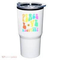 Peace Love Recovery Retro Sober Celebration Tumbler thumb 0