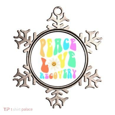 Peace Love Recovery Retro Sober Celebration Ornament