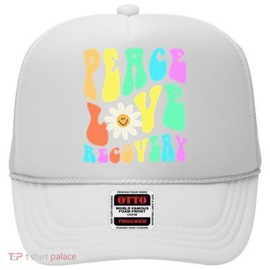 Peace Love Recovery Retro Sober Celebration Hat
