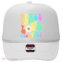 Peace Love Recovery Retro Sober Celebration Hat thumb 0