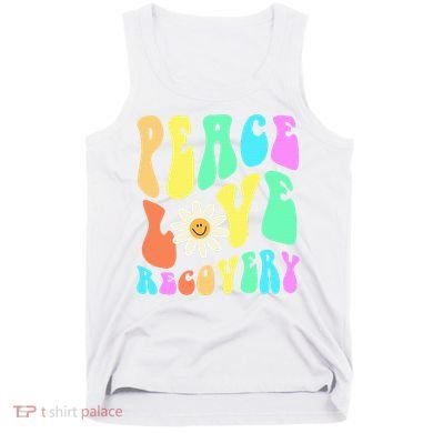 Peace Love Recovery Retro Sober Celebration Tank Top