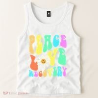 Peace Love Recovery Retro Sober Celebration Tank Top thumb 2