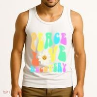 Peace Love Recovery Retro Sober Celebration Tank Top thumb 3