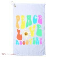 Peace Love Recovery Retro Sober Celebration Golf Towel thumb 0