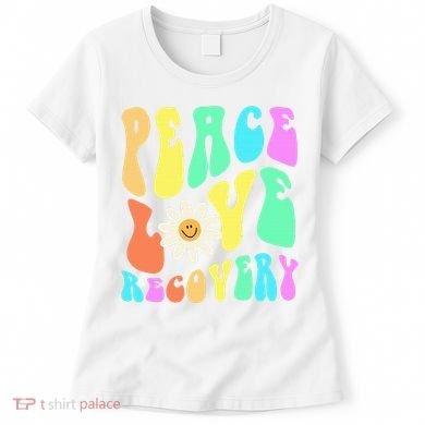 Peace Love Recovery Retro Sober Celebration Women's T-Shirt