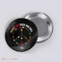 Peace Love Rock And Roll Guitars Music Button thumb 0