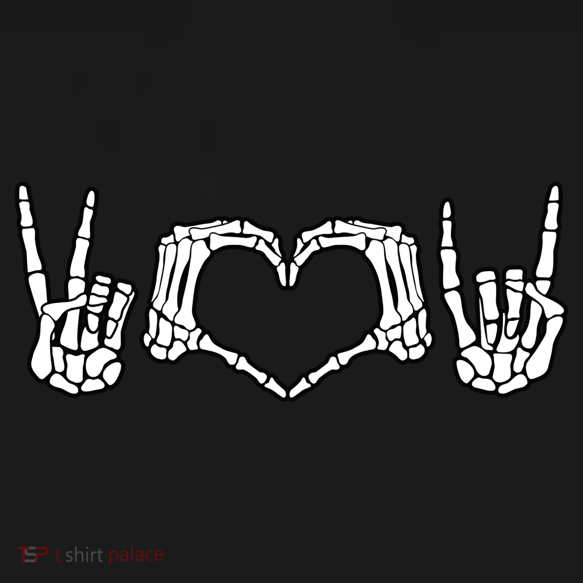 Peace Love Rock And Roll Skeleton Hand Pastel Goth Gift USA-Made Doggie Bandana