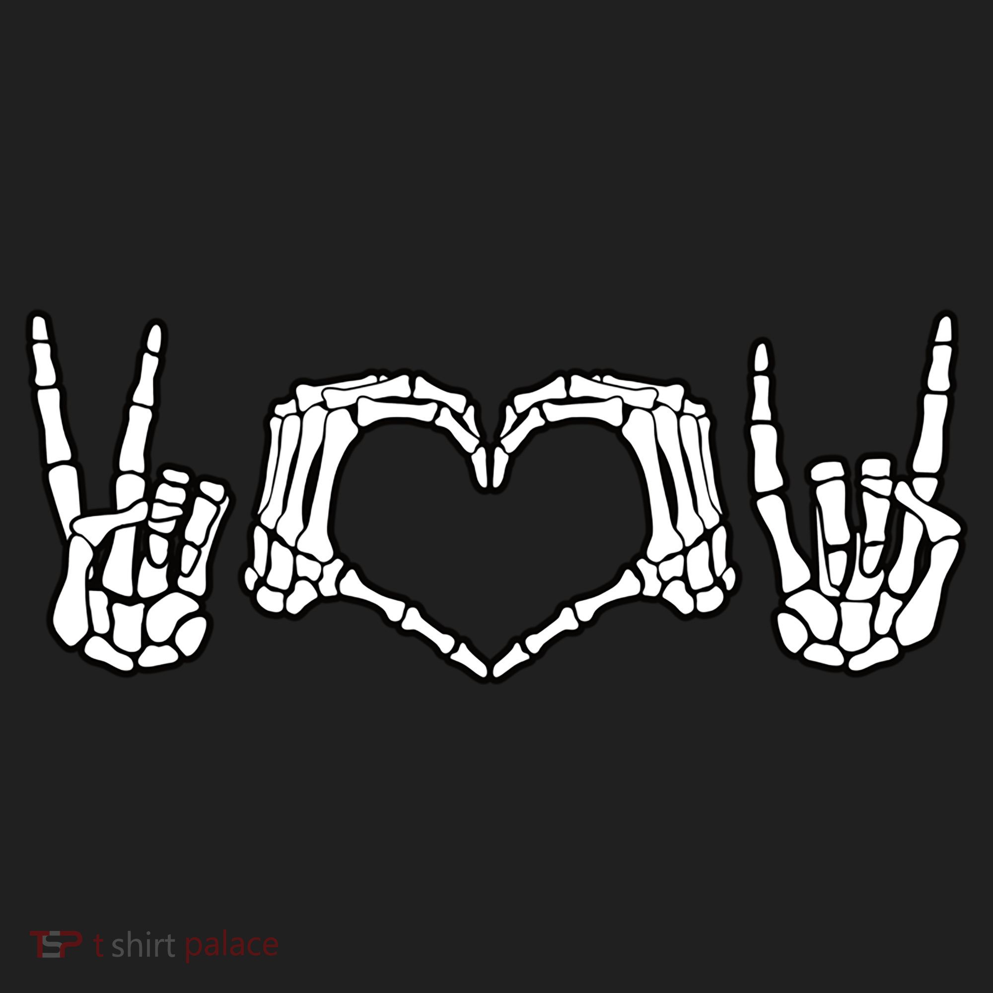 Peace Love Rock And Roll Skeleton Hand Pastel Goth Gift Beanie