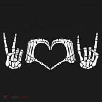 Peace Love Rock And Roll Skeleton Hand Pastel Goth Gift Pajama Set thumb 2