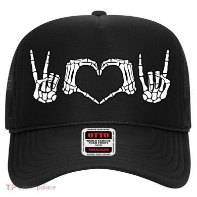 Peace Love Rock And Roll Skeleton Hand Pastel Goth Gift Hat