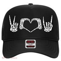 Peace Love Rock And Roll Skeleton Hand Pastel Goth Gift Hat thumb 0