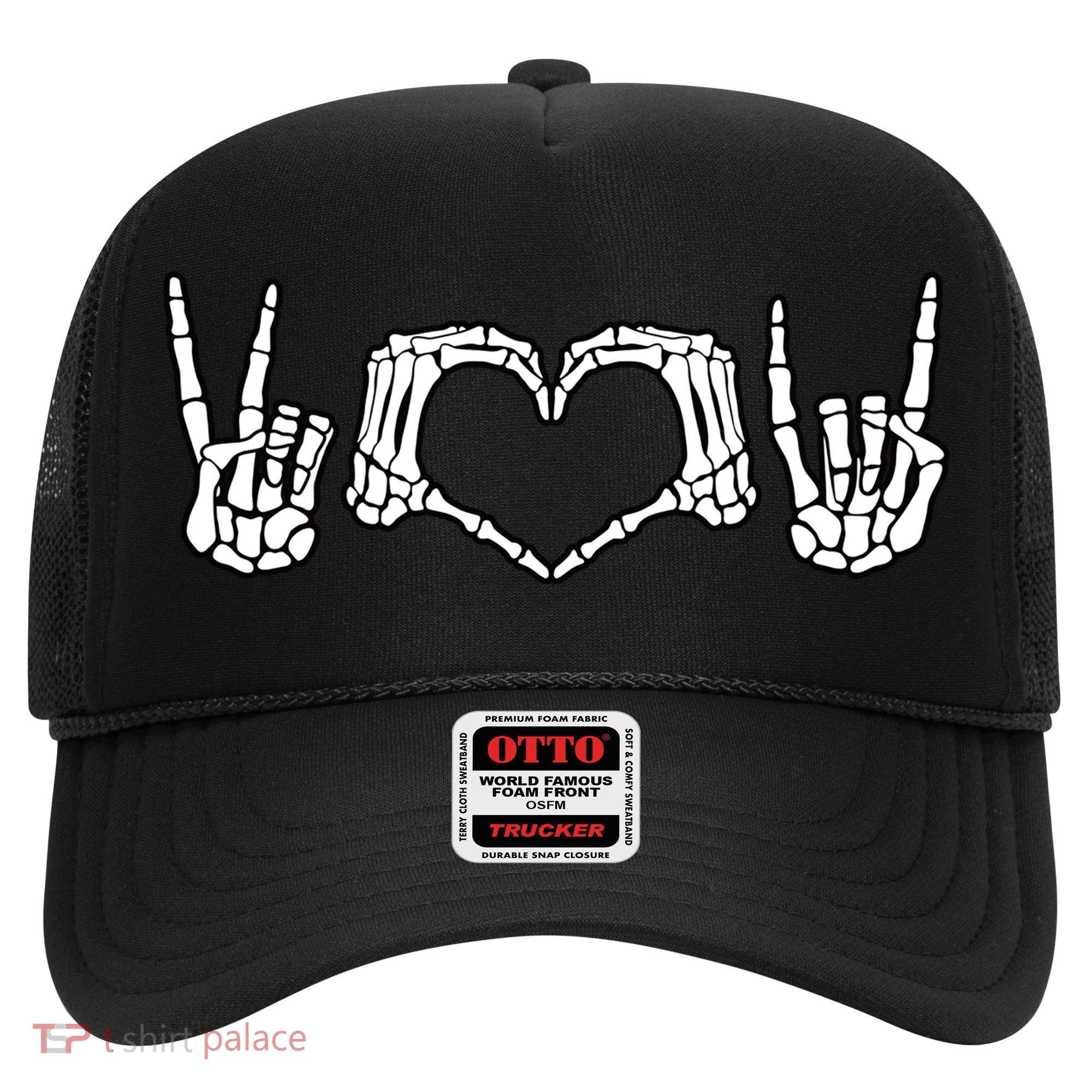 Peace Love Rock And Roll Skeleton Hand Pastel Goth Gift Hat