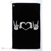 Peace Love Rock And Roll Skeleton Hand Pastel Goth Gift Golf Towel thumb 0