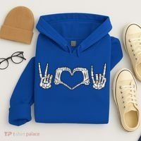 Peace Love Rock And Roll Skeleton Hand Pastel Goth Gift Hoodie thumb 4