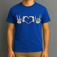 Peace Love Rock And Roll Skeleton Hand Pastel Goth Gift T-Shirt thumb 3