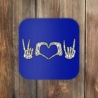 Peace Love Rock And Roll Skeleton Hand Pastel Goth Gift Coaster thumb 0
