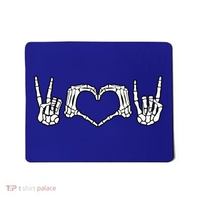 Peace Love Rock And Roll Skeleton Hand Pastel Goth Gift Mousepad