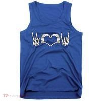 Peace Love Rock And Roll Skeleton Hand Pastel Goth Gift Tank Top thumb 0