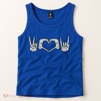 Peace Love Rock And Roll Skeleton Hand Pastel Goth Gift Tank Top thumb 2