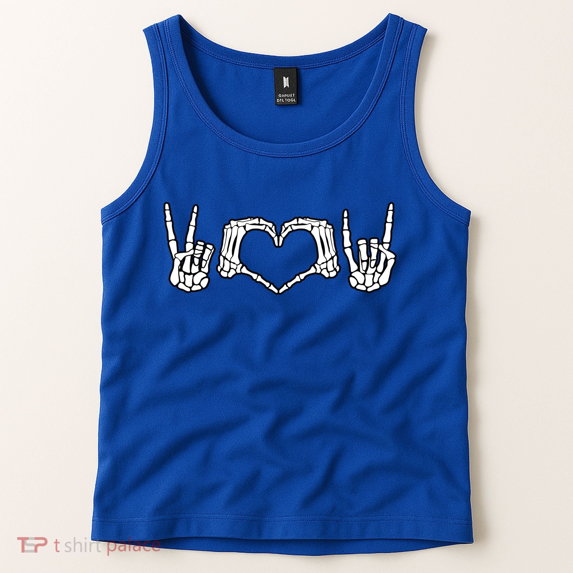 Peace Love Rock And Roll Skeleton Hand Pastel Goth Gift Tank Top