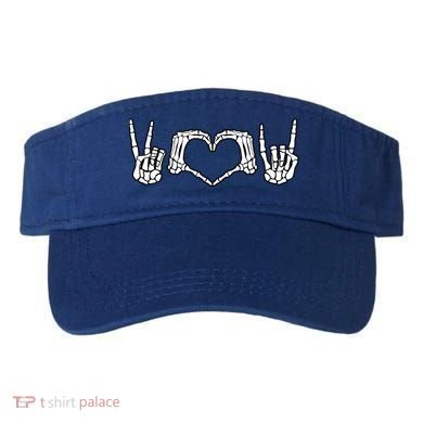 Peace Love Rock And Roll Skeleton Hand Pastel Goth Gift Visor