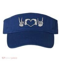 Peace Love Rock And Roll Skeleton Hand Pastel Goth Gift Visor thumb 0