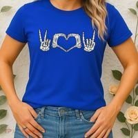Peace Love Rock And Roll Skeleton Hand Pastel Goth Gift Women's T-Shirt thumb 2