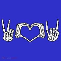 Peace Love Rock And Roll Skeleton Hand Pastel Goth Gift Kids Long Sleeve Shirt thumb 2