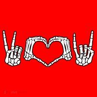 Peace Love Rock And Roll Skeleton Hand Pastel Goth Gift Santa Hat thumb 1