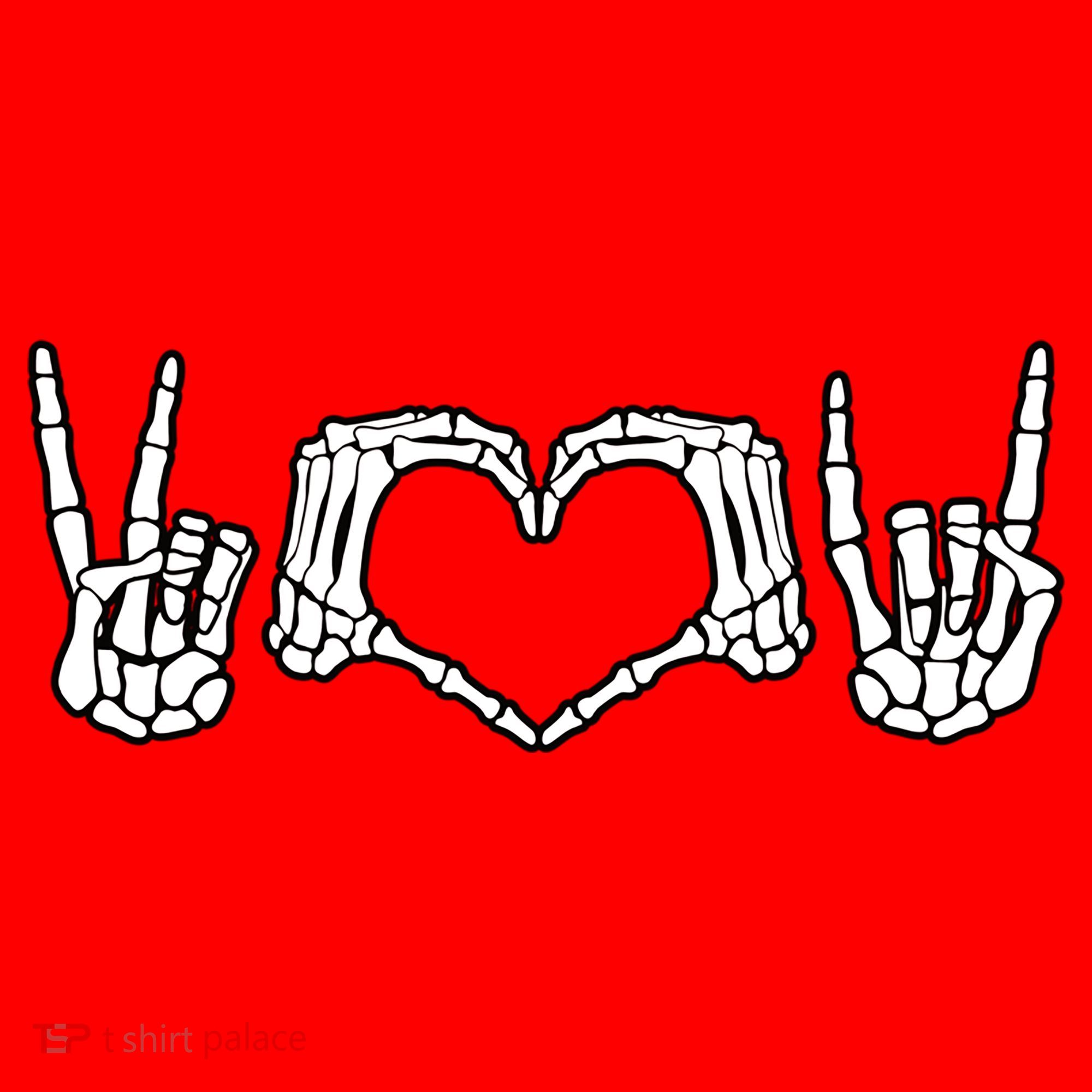 Peace Love Rock And Roll Skeleton Hand Pastel Goth Gift Santa Hat