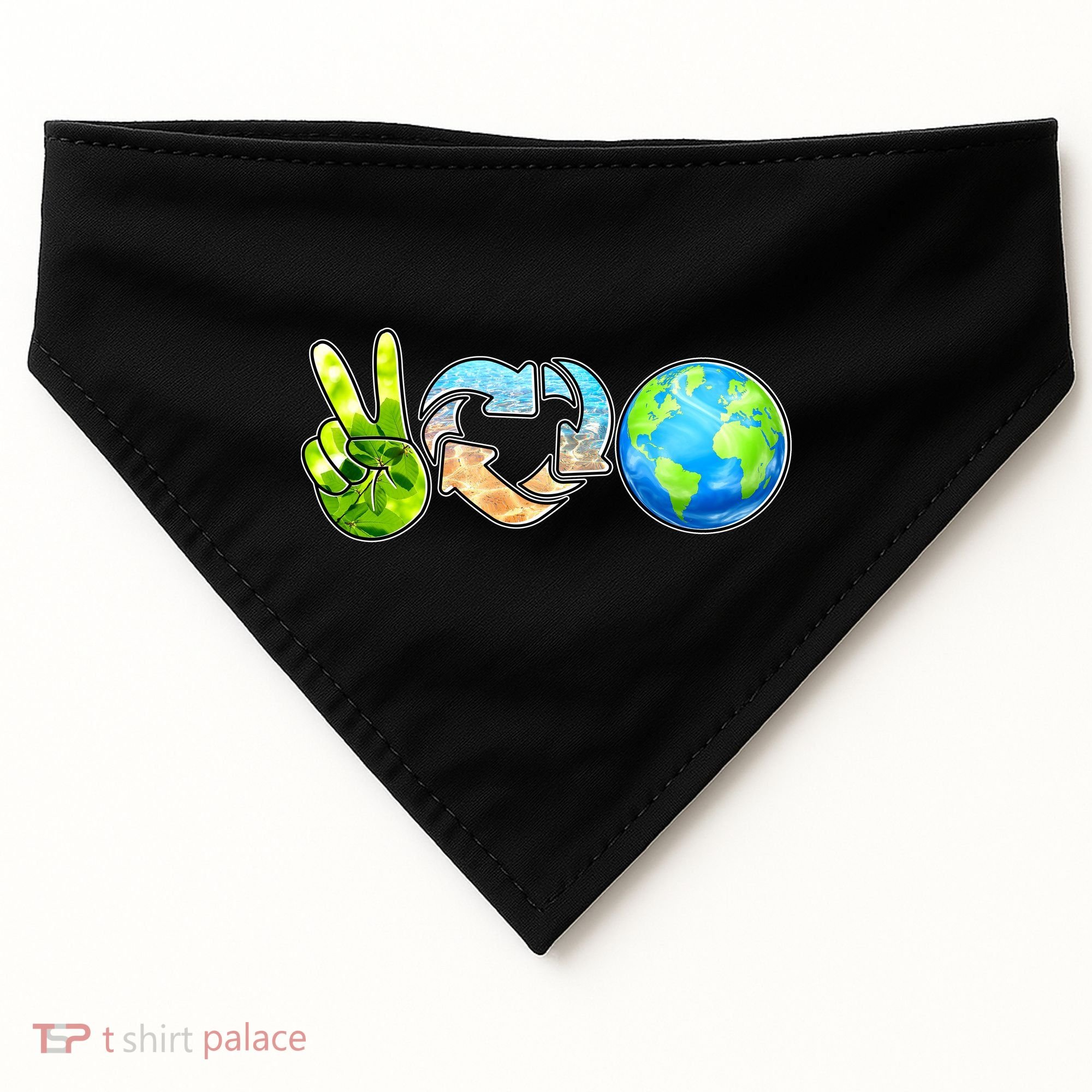 Peace Love Recycle Earth Celebrate Earth Day Everyday USA-Made Doggie Bandana