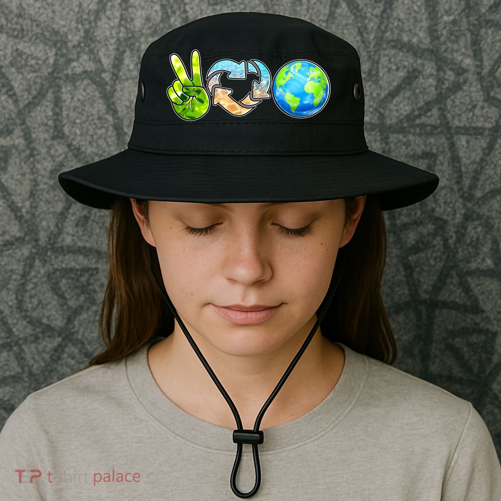 Peace Love Recycle Earth Celebrate Earth Day Everyday Bucket Hat